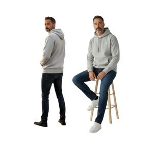Reebok Delta Fleece Hoodie Sweatshirt Light Gray